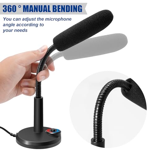 RGB USB Condenser Microphone, Plug & Play Desktop PC Mic with Mute Button, Flexible Gooseneck for PC, Mac, PS5, Gaming, Streaming, Zoom, Discord (1.5m Cable)