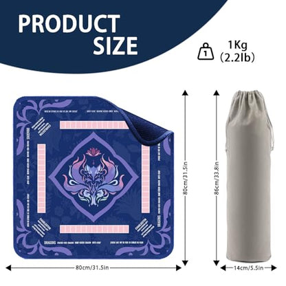Purple Mahjong Mat for Table, American Mahjong Mat with Printed Rules, 31.5x31.5 in, Anti-Slip, Noise-Reducing Table Cover with Carrying Bag for Mahjong, Poker, Dominoes and Card Games - color: Purple