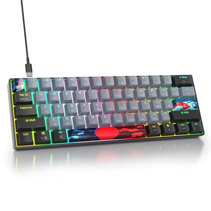 60% Mechanical Keyboard Wired Clicky Blue Switch RGB Backlight | 60 Percent 61-keys Compact Layout Gaming Keyboard TKL Ultra-Compact Mini RGB Backlit - color: 61 Dolch/Blue Switch