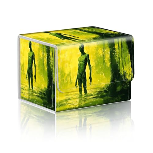 Trading Card Storage Box, Holds 100+ for MTG Cards, PU Leather with Magnetic Closure, Swamp Creature in Yellow Mist Durable Deck Box for Magic the Gathering, Trading Card Games - color: Swamp Creature in Yellow Mist