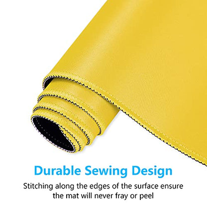 Dapesuom Large Mouse Pad, Extended Gaming Mouse Mat with Stitched Edges, Full Size Desk Mats with Non-Slip Base, Computer Big Desktop Keyboard Pad for Gamer, Laptop, Office, 23.6 x 11.8 in, Yellow - color: Apricot Yellow, size: 23.6L x 11.8W inches