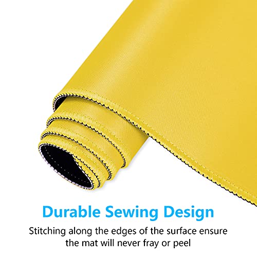 Dapesuom Large Mouse Pad, Extended Gaming Mouse Mat with Stitched Edges, Full Size Desk Mats with Non-Slip Base, Computer Big Desktop Keyboard Pad for Gamer, Laptop, Office, 23.6 x 11.8 in, Yellow - color: Apricot Yellow, size: 23.6L x 11.8W inches