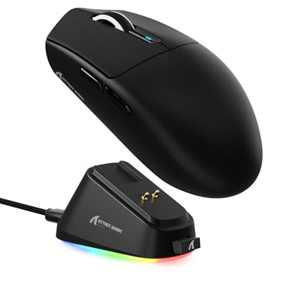 MAMBASNAKE ATTACK SHARK G3PRO Wireless Gaming Mouse,Tri-Mode,Bluetooth/2.4G/USB,59g Ultra Lightweight,25K DPI,100M Clicks Switches,RGB Magnetic Charging Dock,PAW3311 Sensor,BK52820 Chip-Black - color: Black
