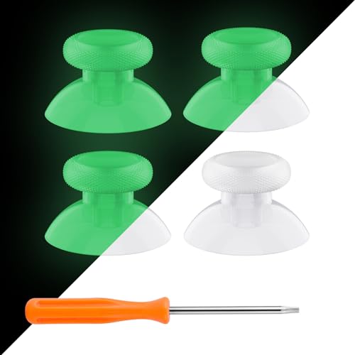 eXtremeRate Replacement Controller Joystick for Xbox One - 4 PCS Glow in Dark - Green Thumbsticks Analog Thumb Sticks for Xbox Series X/S, Xbox One S/X, Elite Controller with Repair Kit Screwdriver - color: Glow in Dark - Green