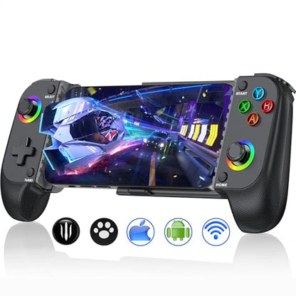 NinjaPlusOX Phone Controller for iPhone/Android with Hall Joystick, Wireless Controller for iPhone Support Xbox Game Pass, PlayStation, Steam Link, Call of Duty, Cloud Android iOS Controller - color: Dark Black