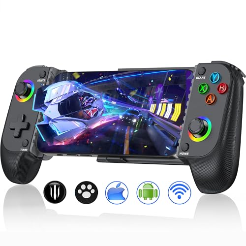 NinjaPlusOX Phone Controller for iPhone/Android with Hall Joystick, Wireless Controller for iPhone Support Xbox Game Pass, PlayStation, Steam Link, Call of Duty, Cloud Android iOS Controller - color: Dark Black