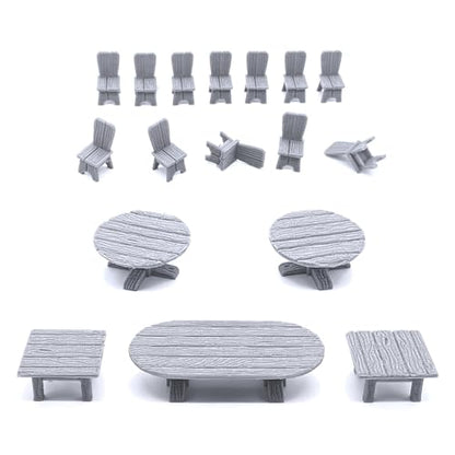 Tavern Bar Furniture Set - DND Terrain - Tabletop RPG Scenery and Wargame Terrain 28mm Miniatures