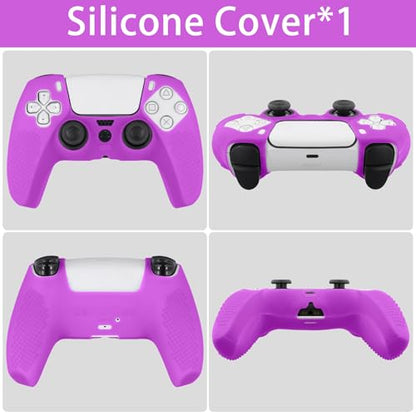 Baval Silicone Cover for Playstation 5 PS5 DualSense Wireless Controller | Scratch-resistant, Easy install, Silicone Construction, Portable Carrying Silicone Cover, Purple Silicone Cover - color: Purple Silicone Cover