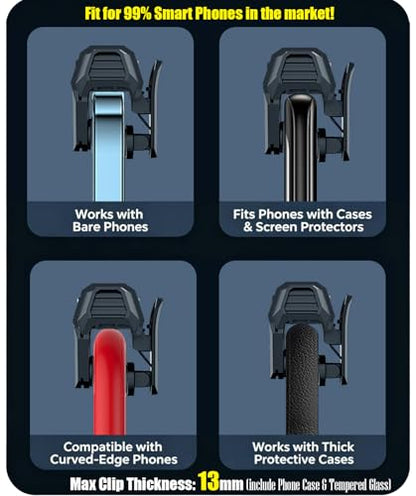 13 in 1 PUBG Mobile Game Controller for Android Phone & iPhone | For Pubg/Call of Duty/Fortnitee, 4 fingers operation, max thickness: 13mm, with cell phone game finger sleeves - color: Black