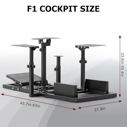 Supllueer Racing Flight Simulator Cockpit Adjustable Fit for Thrustmaster Hotas Warthog T300,for Logitech X52PRO G923,for Fanatec Racing Wheel Stand Without Seat Wheel Pedal Throttle Joystick Keyboard