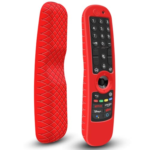 Silicone Case for LG AN-MR21GA / AN-MR21GC 2021 Remote Control [Shockproof] Anti-Slip Protective Cover for LG MR22GA MR22GN Magic Remote 2022 Case Sleeve Holder Protector Skin (Red) - color: Red