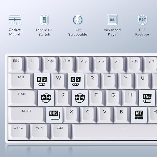 MCHOSE Ace 60 PRO Gaming Keyboard 60 Percent, Hall Effect Keyboard Wired, Magnetic Switch Keyboards Rapid Trigger, 8K Polling Rate, Adjustable Actuation Point, RGB Lighting, HotSwap, White - color: 60Pro-White TTC Uranus Switch