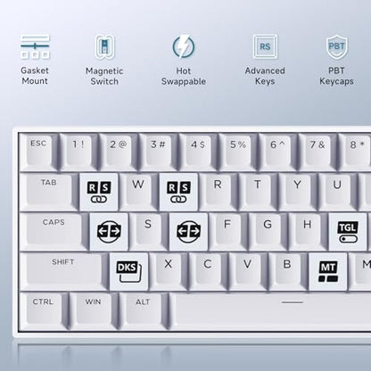 MCHOSE Ace 60 PRO Gaming Keyboard 60 Percent, Hall Effect Keyboard Wired, Magnetic Switch Keyboards Rapid Trigger, 8K Polling Rate, Adjustable Actuation Point, RGB Lighting, HotSwap, White - color: 60Pro-White TTC Uranus Switch