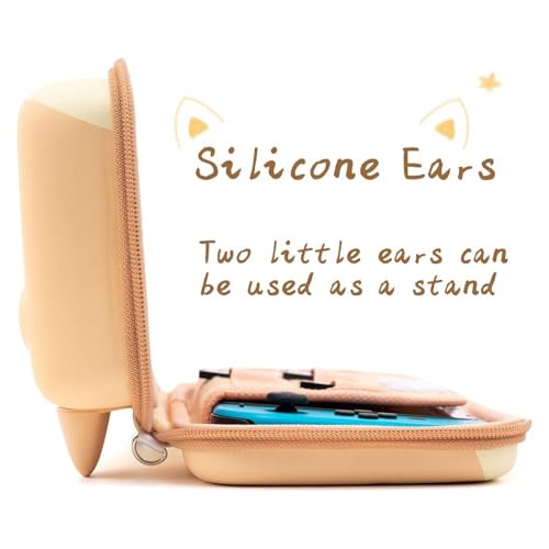 GeekShare Cat Ears Carry Case Compatible with Nintendo Switch OLED - Portable Hardshell Slim Travel Carrying Case fit Switch Console & Game Accessories (Multicolor, Large)