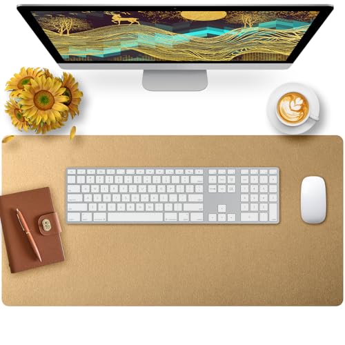 Bloss Gold Desk Mat, PU Large Mouse Pad for Desk, Desk Matt for Desktop, Desk Pad Mat Waterproof, Computer Mat for Office/Home/Decor/Desk Protector(31.5 x 15.7 Inches) - color: Copper Gold, size: 31.5" x 15.7"