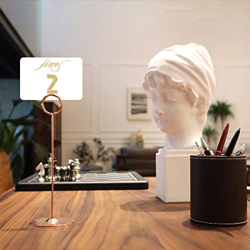 Urban Deco 16 Pieces Table Card Holder 8 inches Table Number Holders Place Steel Card Holders for Photos, Food Signs, Memo Notes, Weddings, Restaurants, Birthdays (Rosegold) - color: Rosegold