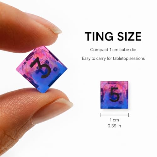 Mini DND Dice Set Tiny Dice 7 Pcs Handmade Sharp Edge Accessories Dice for Dungeons and Dragons, Polyhedral Resin Dice - color: Mini--blue Pink