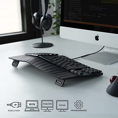Perixx PERIBOARD-335RD Wired Ergonomic Mechanical Compact Keyboard - Low-Profile Red Linear Switches - Programmable Feature with Macro Keys - Compatible with Windows and Mac OS X - US English - style: Wired Linear