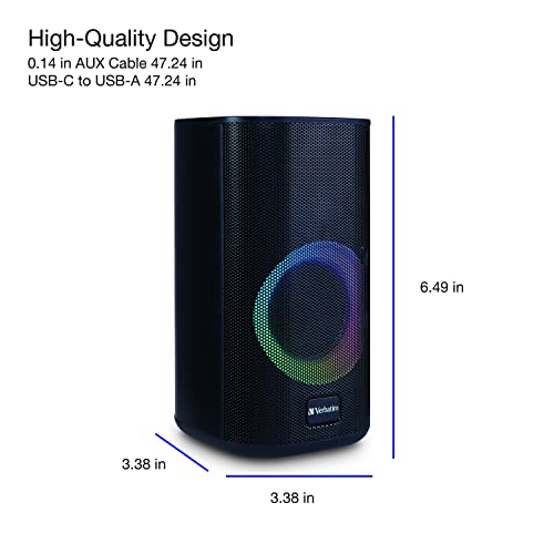 Verbatim RGB Gaming Stereo Desktop Speakers Bluetooth 5.0 3.5mm AUX-in Connection – Black