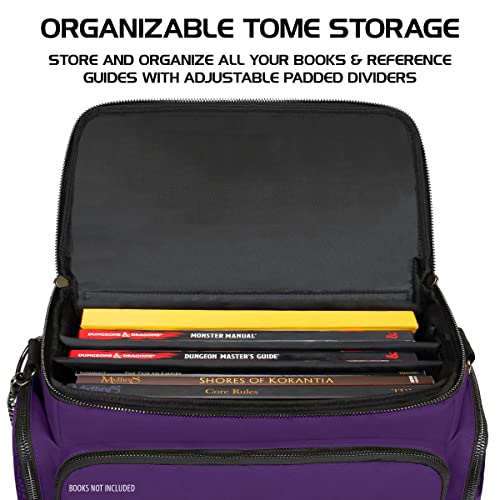 ENHANCE Travel Bag for DND Collector's Edition, Bag Compatible with Dungeons and Dragons, Battle Mat Holder, Dice Pockets and Accessories, Carry 4-8 Books (Purple Dragon) - color: Purple Dragon