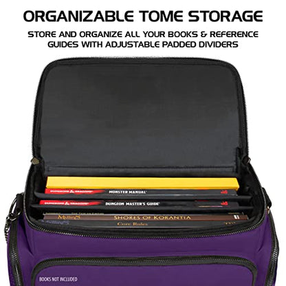 ENHANCE Travel Bag for DND Collector's Edition, Bag Compatible with Dungeons and Dragons, Battle Mat Holder, Dice Pockets and Accessories, Carry 4-8 Books (Purple Dragon) - color: Purple Dragon