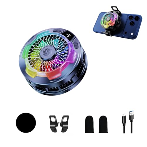 Magnetic Phone Cooler for Gaming, Cell iPhone Cooling Fan Hot Weather, Portable RGB Mobile Enfriador para Celular Case, Ventilador para Telefono ipad Keep Phone Cool, for iPhone/Android Series Phone