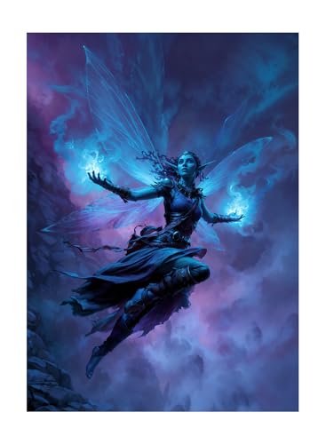 Katomula 100 MTG Card Sleeves with 100 Inner Sleeve, Textured Back Art Sleeves, Fit Standard Size Cards-Fairy Warlock