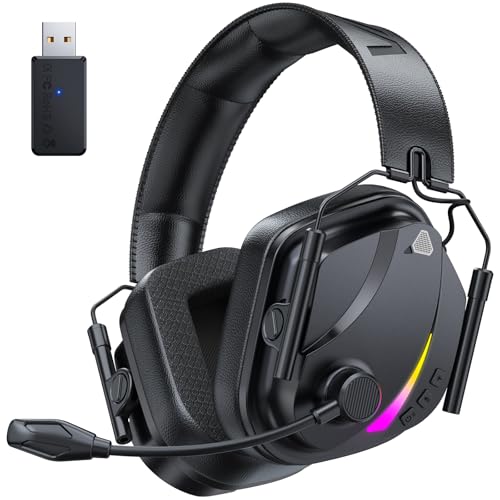 Vakedy Wireless Gaming Headset for PS5, PS4, PC, 2.4GHz Low-Latency & Bluetooth 5.4 Gaming Headphone with Noise Canceling Mic, 50mm Drivers, 50H Battery Wireless Headset for Switch, Mobile, Mac - color: Matte Black