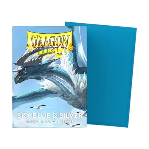 Dragon Shield | Matte Dual Standard Size Card Sleeves | 100ct - Smooth & Tough Premium TCG Sleeves - Compatible with Pokemon, One Piece, and Magic: The Gathering | Sky Blue & Silver - color: Sky Blue & Silver