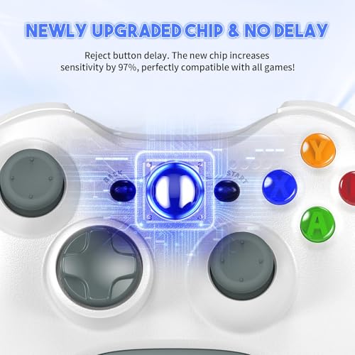 Gamrombo 2 Pack Replacement for Xbox 360 Controller, Wireless Controllers Gamepad Upgraded Joystick Compatible with 360 & Slim, Windows 11/10/8/7 PC Controller（White+Black） - color: White+Black