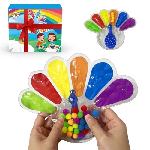 Color Sorting Sensory Toys, Fine Motor Skills Toys for Toddlers, Montessori Toys Preschool Learning Activitie, Sensory Activity Toy for Kids 3+ and Adults - style: Peacock