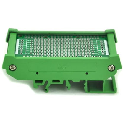 Electronics-Salon DIN Rail Mounting Carrier Housing with Prototype Board, PCB Size 47.4 x 72mm - size: PCB 47.4x72mm