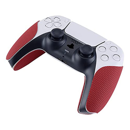 eXtremeRate PlayVital Red Anti-Skid Sweat-Absorbent Controller Grip for ps5 Controller, Professional Textured Soft Rubber Pads Handle Grips for ps5 - color: Red