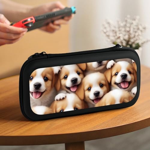 Portable Carrying Case Compatible with Switch, Protective Travel Case with 15 Game Cartridges, Cute Puppy Dogs Game Console Storage Bag - color: Color(90)