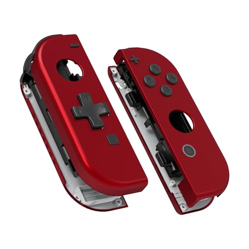 eXtremeRate Soft Touch Red Joycon Handheld Controller Housing (D-Pad Version) with Full Set Buttons, DIY Replacement Shell Case for Nintendo Switch & Switch OLED Joy-Con – Console Shell NOT Included - color: Red