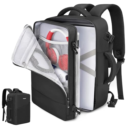 Deegotech Carrying Case Compatible with PS5/PS5 Pro/PS5 Slim, Game Backpack | Protective Travel Bag Backpack Compatible with Playstation 5 Console, Disc, Accessories and 15.6" Laptop, Black - color: Black