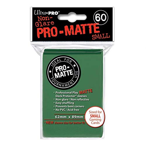 Ultra Pro - PRO-Matte 60ct Small Deck Protector (Green) - Protect Your Valuable Gaming, Sports, or Collectible Cards from Scratches, and Wear While Minimizing Glare with Ultra Pro's Matte Finish - color: Green, size: Small