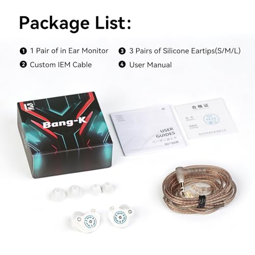 2026 Latest erabuds,KBEAR BK1 Wired Gaming Earbuds,10mm Single DD in Ear Monitor,HiFi Headset Wired Earbuds IEM Earphones with Detachable Cable for Gaming/Music/Video (White, 3.5 with mic) - color: C