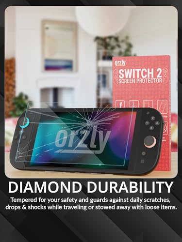 Orzly Glass Screen Protector for Nintendo Switch 2 Console 2025 Screen Size 7.9 inch 4 Pack. No Bubbles Easy Installation Anti Scratch Edition - size: 7.9"