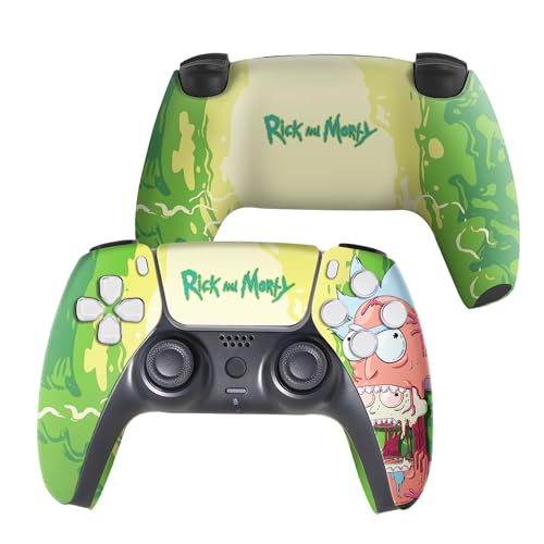 Riccky Mortty Custom PS-5 Controller Wireless compatible with Play-Station 5 Console by BCB Controllers | Proudly Customized in USA with Permanent HYDRO-DIP Printing (NOT JUST A SKIN) (MODDED) - color: Riccky & Mortty, size: Modded - Front & Back Print