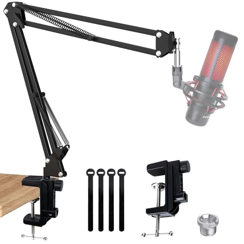 QuadCast Boom Arm, Mic Arm for Blue Yeti HyperX QuadCast SoloCast Fifine AM8 and Most Microphone, Mic Stand Desk with 3/8" to 5/8" Adapter by SUNMON - color: Mic Boom Arm