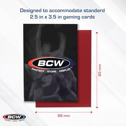 BCW Elite2 Matte Card Sleeves – Red | Anti-Glare Front | Textured Back | Fits Standard 2.5" x 3.5" Cards - 100 Pack - color: Red