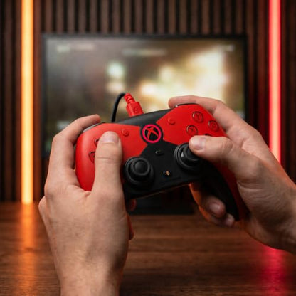 Hyperkin The Competitor Wired Controller for XBOX Series X|S, XBOX One & PC with Hall Effect Joysticks & Impulse Triggers, Symmetrical Layout & Precision D-Pad - Officially Licensed XBOX - Widow - color: 레드