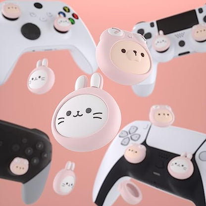 PlayVital Thumb Grip Caps for Xbox Series S/X, Xbox One, Elite Series 2 Controller, Cute Joystick Caps for ps5/EDGE/ps4, Thumbstick Cover for Switch 2 Pro/Switch Pro - Cosplaying Kitten & Puppy - color: Cosplaying Kitten & Puppy