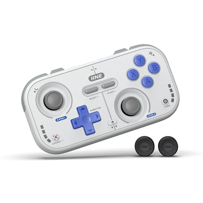 IINE Retro Pocket Wireless Game Controller – Compact Gamepad with Hall Effect Joysticks, Customizable Buttons, 1000Hz Polling Rate – Compatible with PC, Switch, Mobile, Steam Deck, Tablet (Grey) - color: Grey