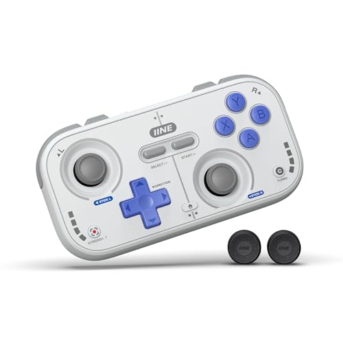 IINE Retro Pocket Wireless Game Controller – Compact Gamepad with Hall Effect Joysticks, Customizable Buttons, 1000Hz Polling Rate – Compatible with PC, Switch, Mobile, Steam Deck, Tablet (Grey) - color: Grey