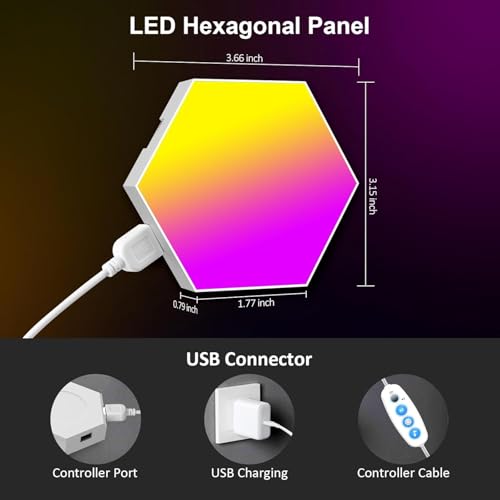Kangtaixin Hexagon LED Lights 8 Pack - RGB Wall Panels with Music Sync, Smart App & Remote Control, DIY Modular Hex Light for Gaming Room, Bedroom, Living Room, Wall Decor - size: 8 Pack