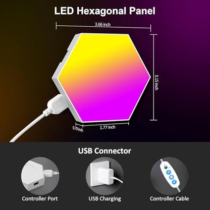 Kangtaixin Hexagon LED Lights 8 Pack - RGB Wall Panels with Music Sync, Smart App & Remote Control, DIY Modular Hex Light for Gaming Room, Bedroom, Living Room, Wall Decor - size: 8 Pack