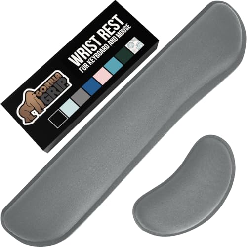 GORILLA GRIP Silky Gel Memory Foam Wrist Rest for Computer Keyboard, Mouse, Ergonomic Design for Typing Pain Relief, Desk Pads Support Hand and Arm, Mousepad Rests, Stain Resistant, 2 Piece Pad, Gray - color: Gray, size: Set of 2 (Keyboard Rest + Mouse Re