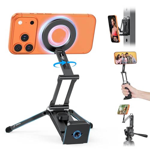 OMOTON TP02 360°Rotating for MagSafe Tripod, Upgrade with 1/4" Screw, Arca | Adjustable Magnetic Phone Tripod for iPhone 17/16/15 Pro Max Air, Foldable Selfie Stick Fits Vlog, Gym, Travel, Black Pro - color: 7-Black Pro